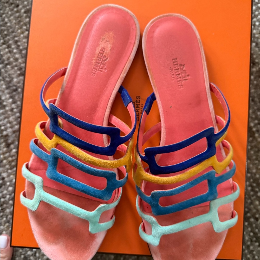 Hermes multi-color authentic sandals size 7.5 - Picture 2 of 4